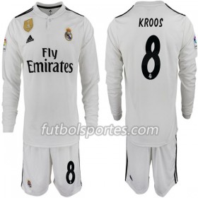 Camisetas Real Madrid KROOS 8 Niño Primera Equipacion 2018/2019 Manga Larga